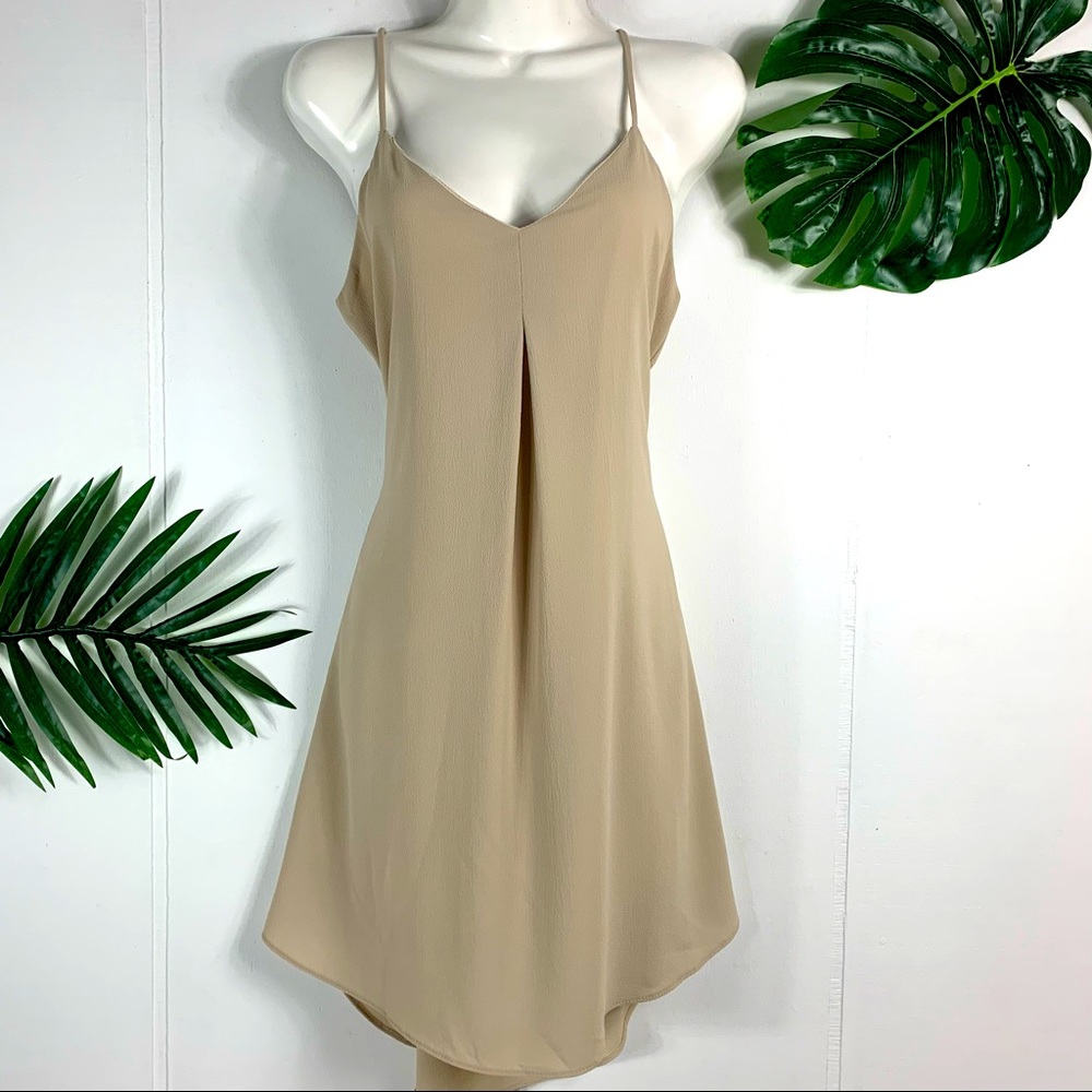PHANUEL Beige A Line Spaghetti Strap Mini Dress S